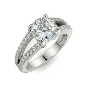 “Millania” Brilliant Round 4 Prong Pave Set Engagement Ring 