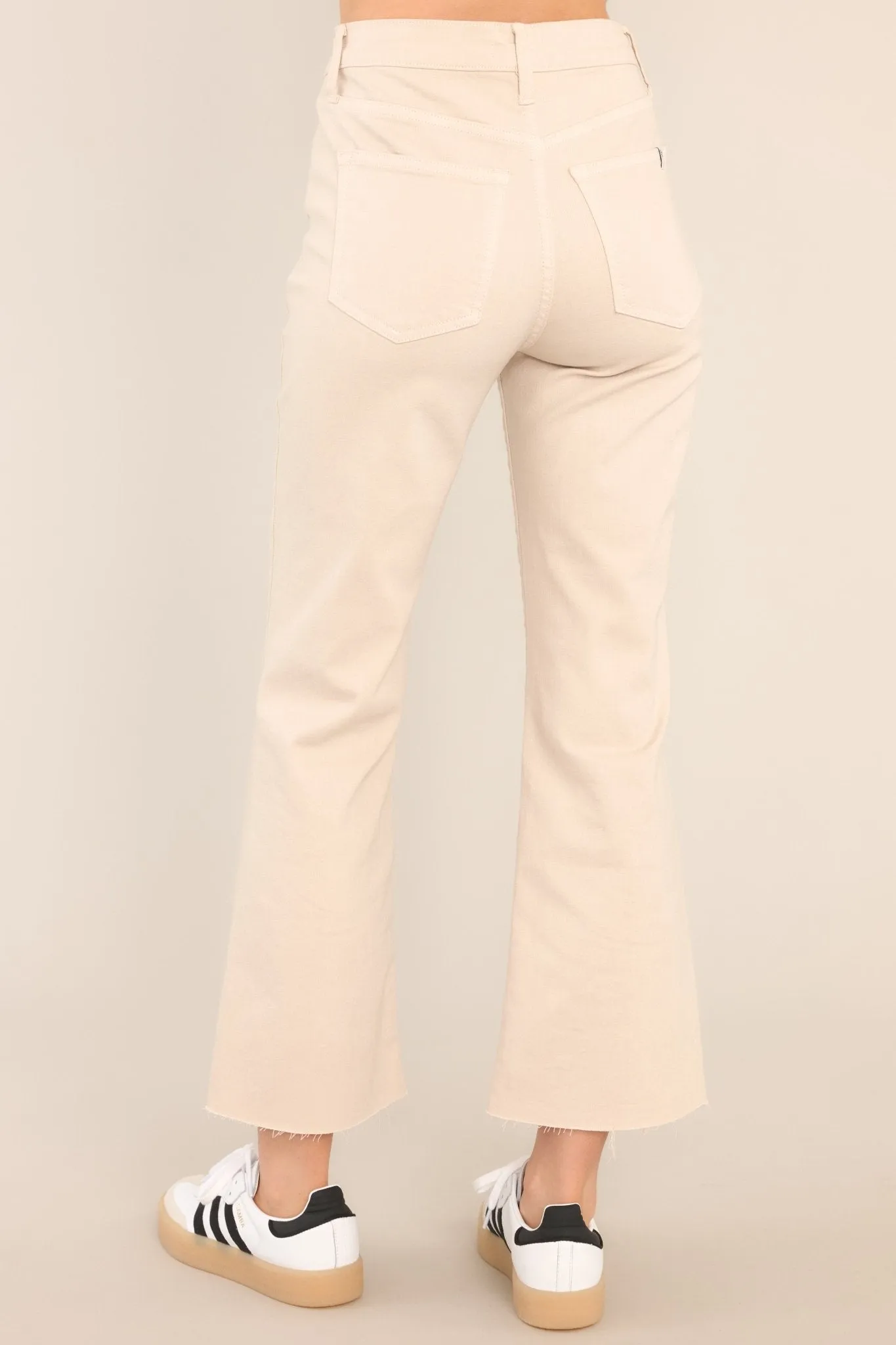 Mind The Thorns Beige Cropped Flare Jeans