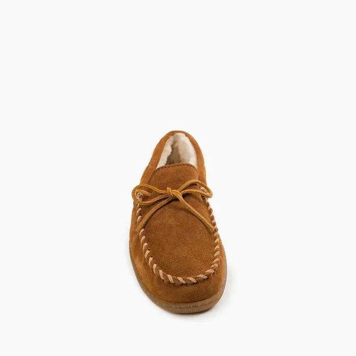 Minnetonka Men's Pile Lined Hard Sole Suede Leather Moccasins - Men's Cozy Pile Lined Hard Sole Moccasins