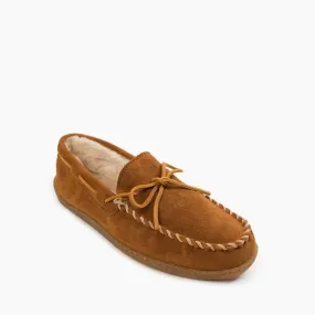 Minnetonka Men's Pile Lined Hard Sole Suede Leather Moccasins - Men's Cozy Pile Lined Hard Sole Moccasins