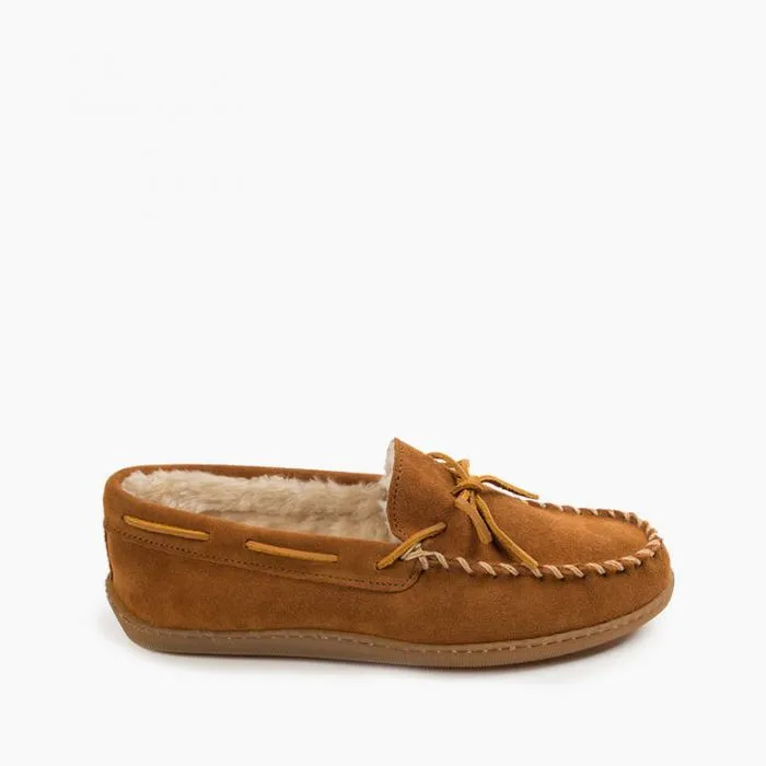 Minnetonka Men's Pile Lined Hard Sole Suede Leather Moccasins - Men's Cozy Pile Lined Hard Sole Moccasins