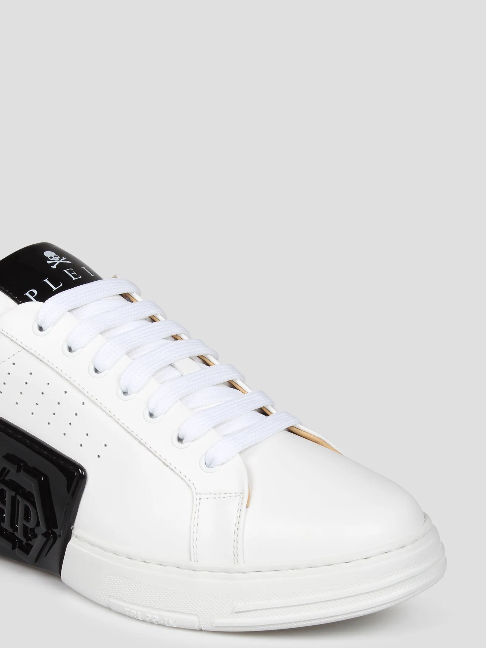 Mix leather lo-top sneakers hexagon