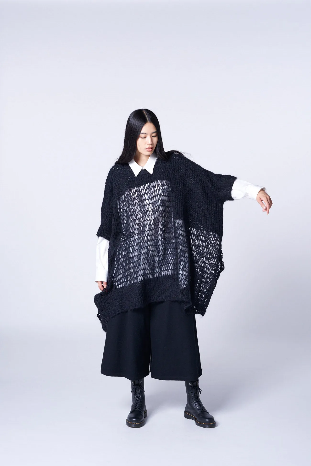 MOHAIR MIX BIG SIZE DRAPE KNIT