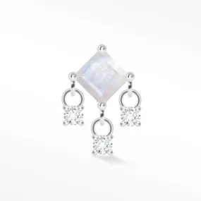 14k White Moonstone Flat Back Earring