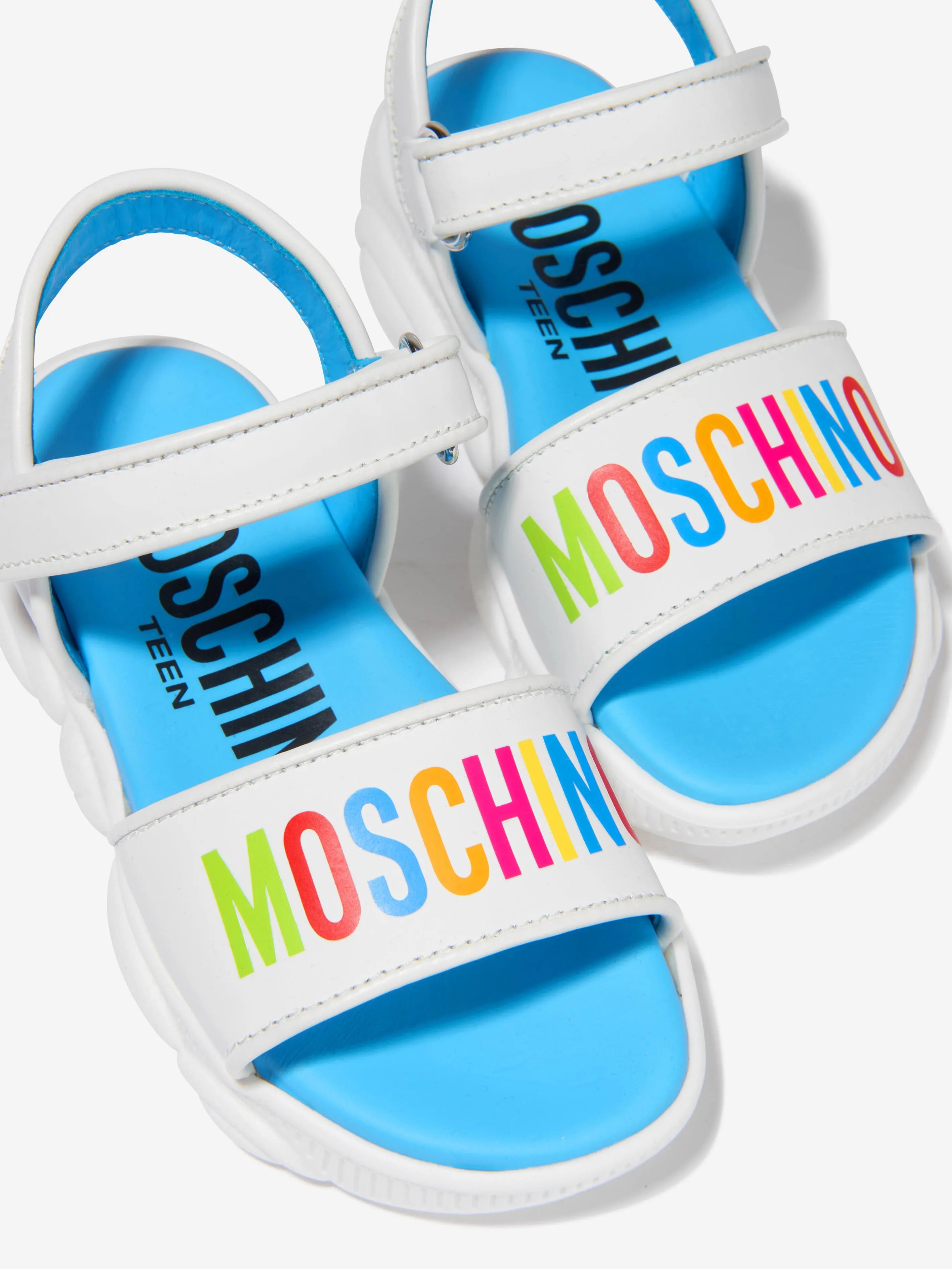 Moschino Girls Leather Logo Print Sandals