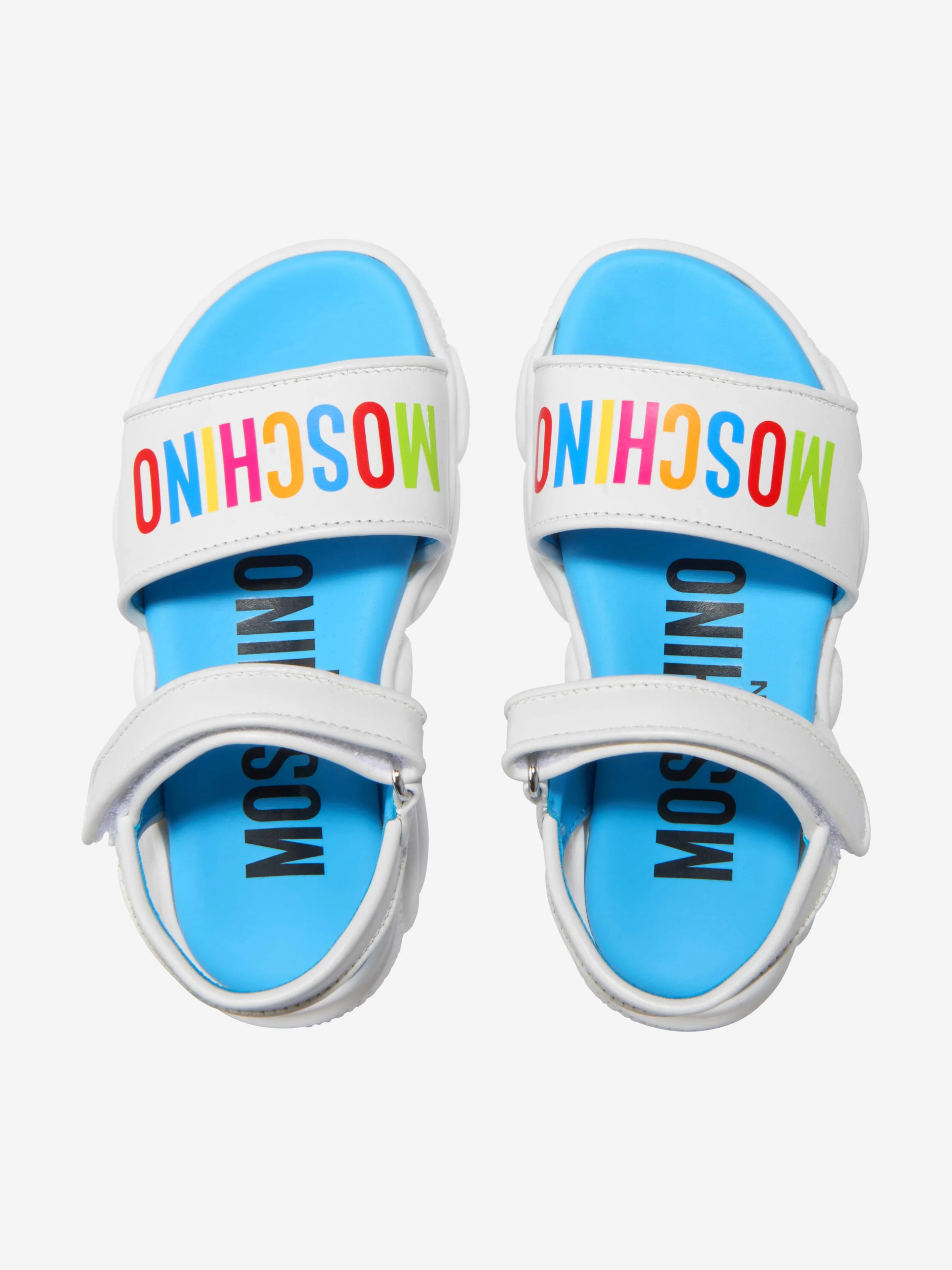 Moschino Girls Leather Logo Print Sandals