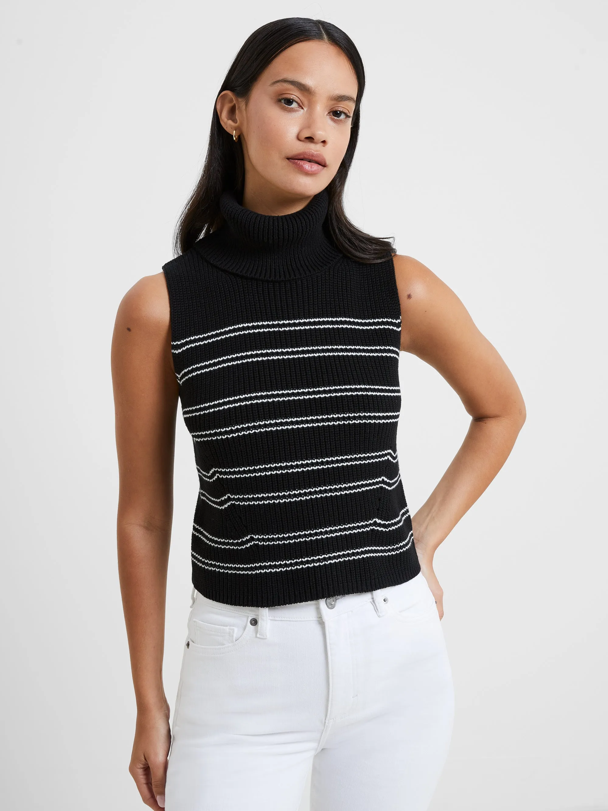 Mozart Striped Sleeveless Crop Top