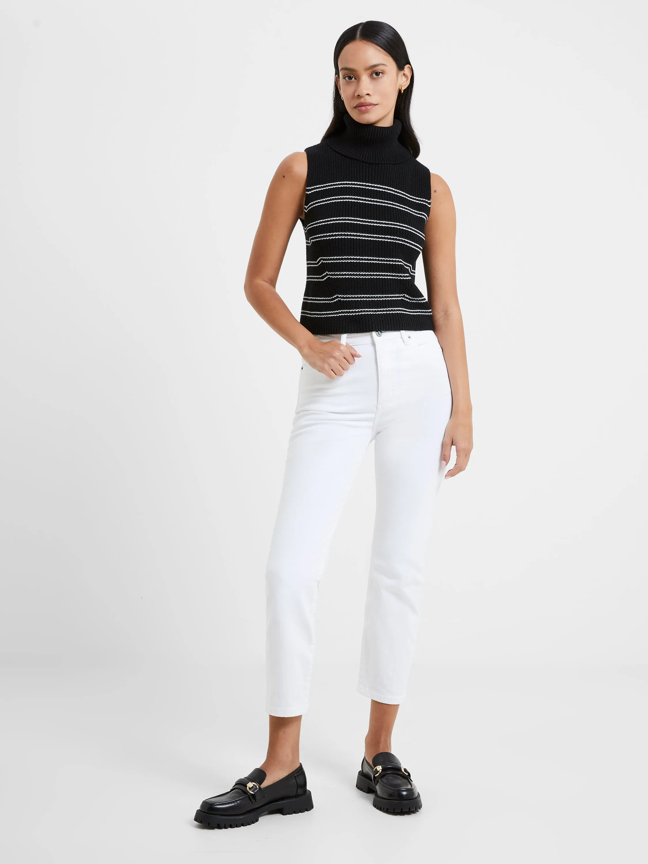 Mozart Striped Sleeveless Crop Top