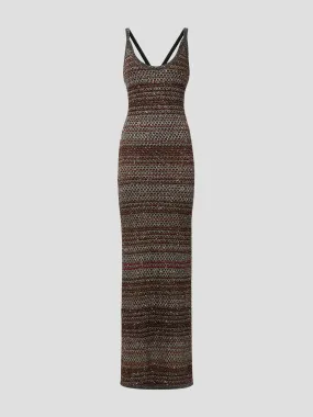 Multicolor Sequin Mesh Knit Midi Dress