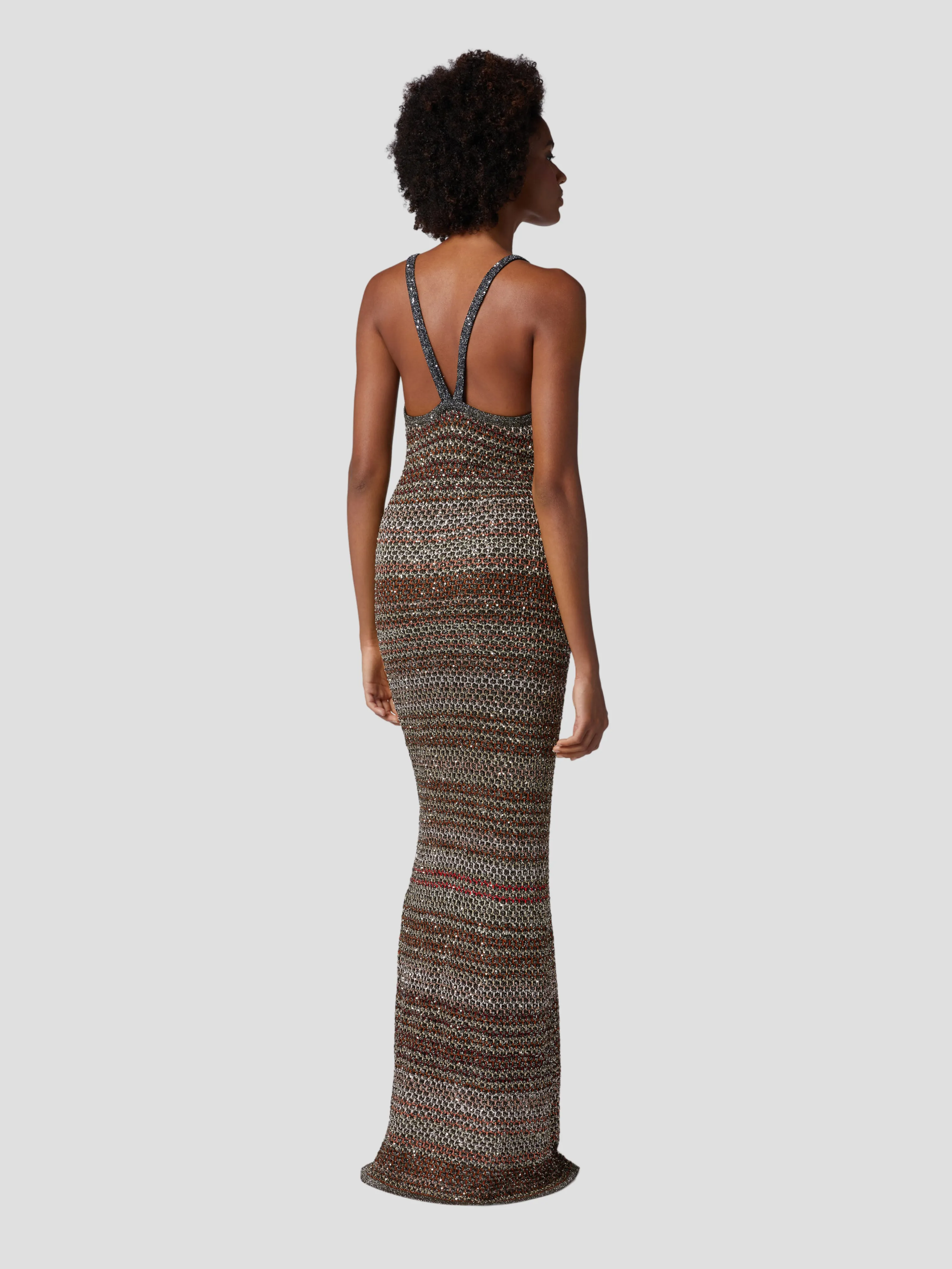 Multicolor Sequin Mesh Knit Midi Dress