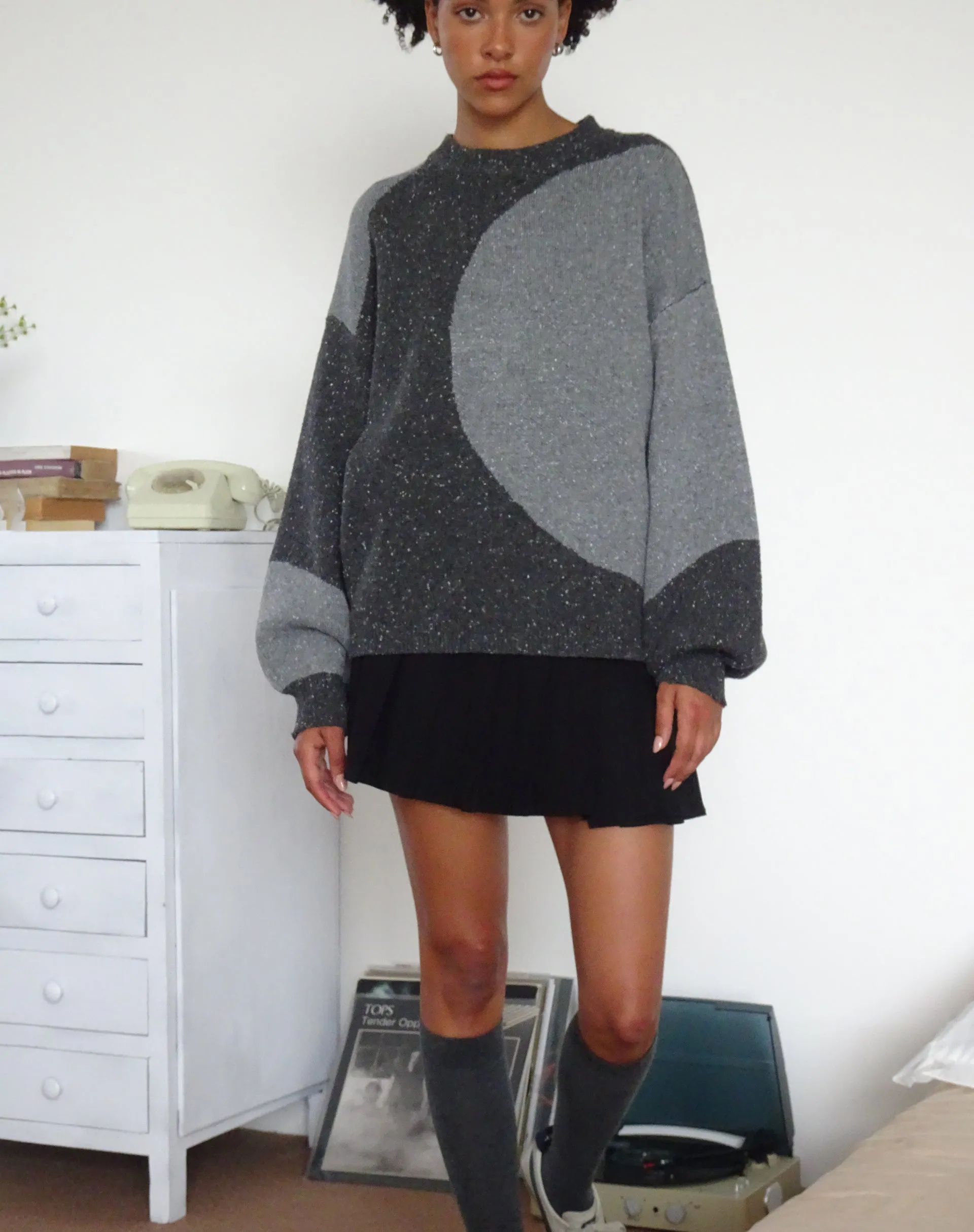 Namari Jumper Black Charcoal Mix Knit