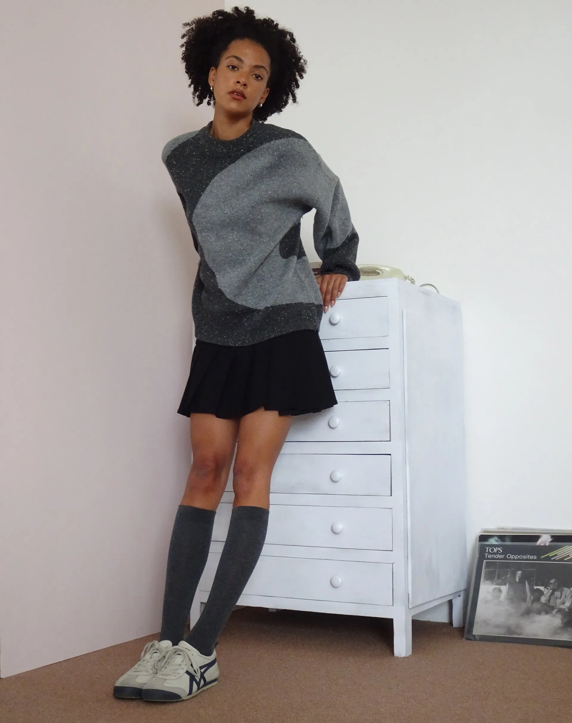 Namari Jumper Black Charcoal Mix Knit