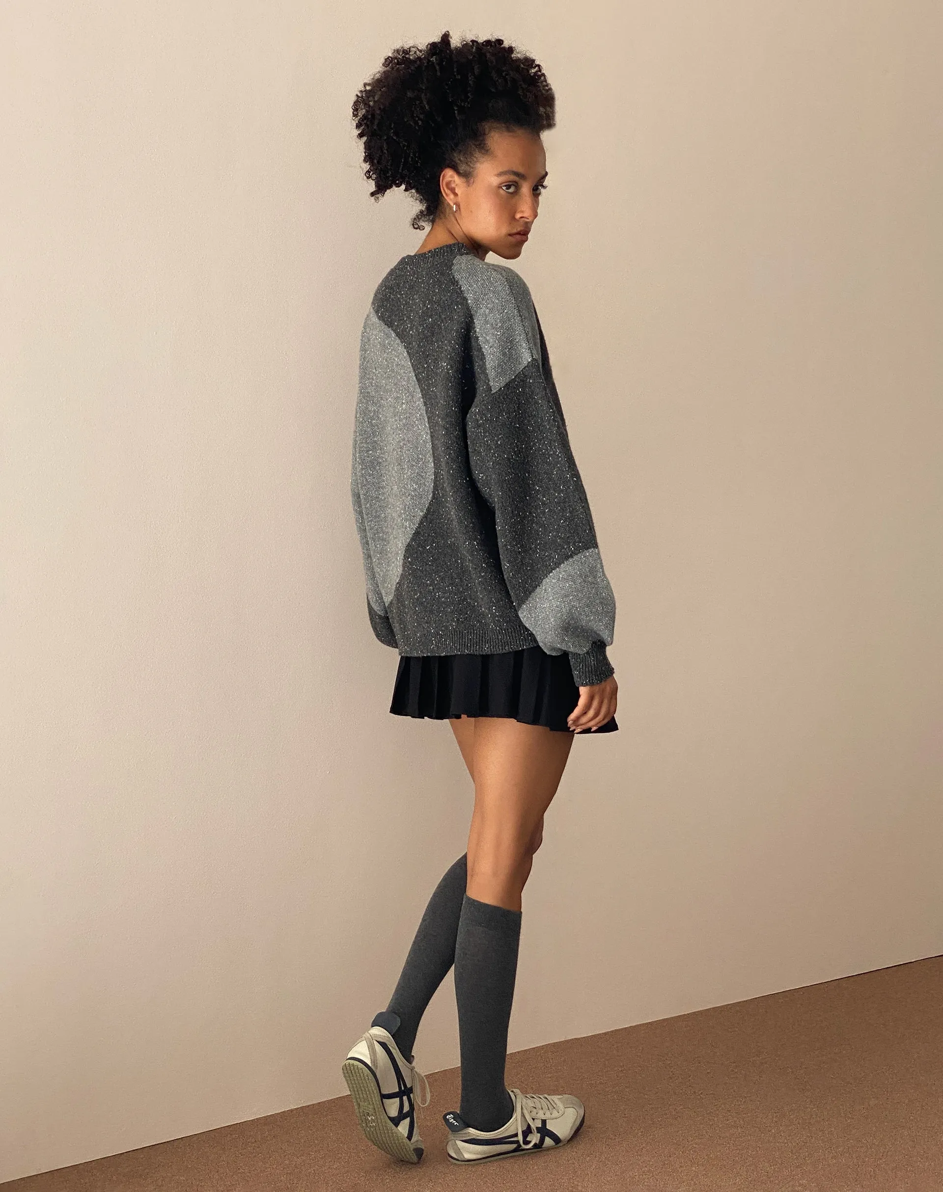 Namari Jumper Black Charcoal Mix Knit