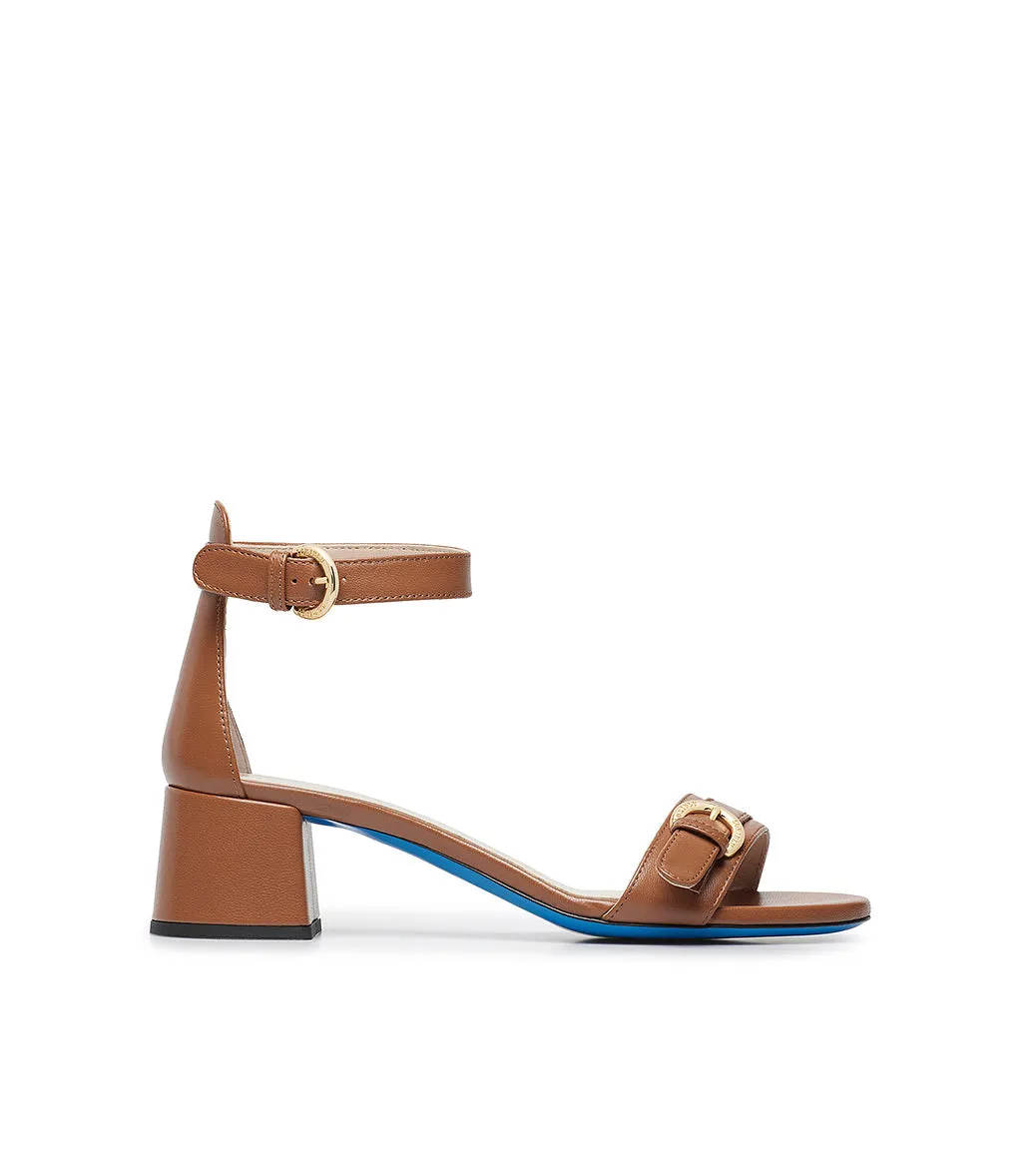 Nappa leather sandals in tan color.