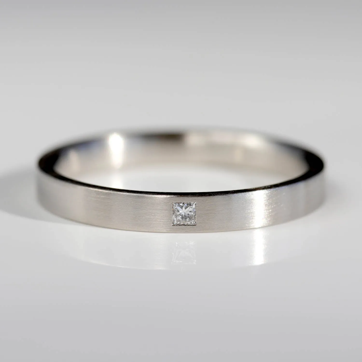 Narrow Flush Set Square Diamond Ring 