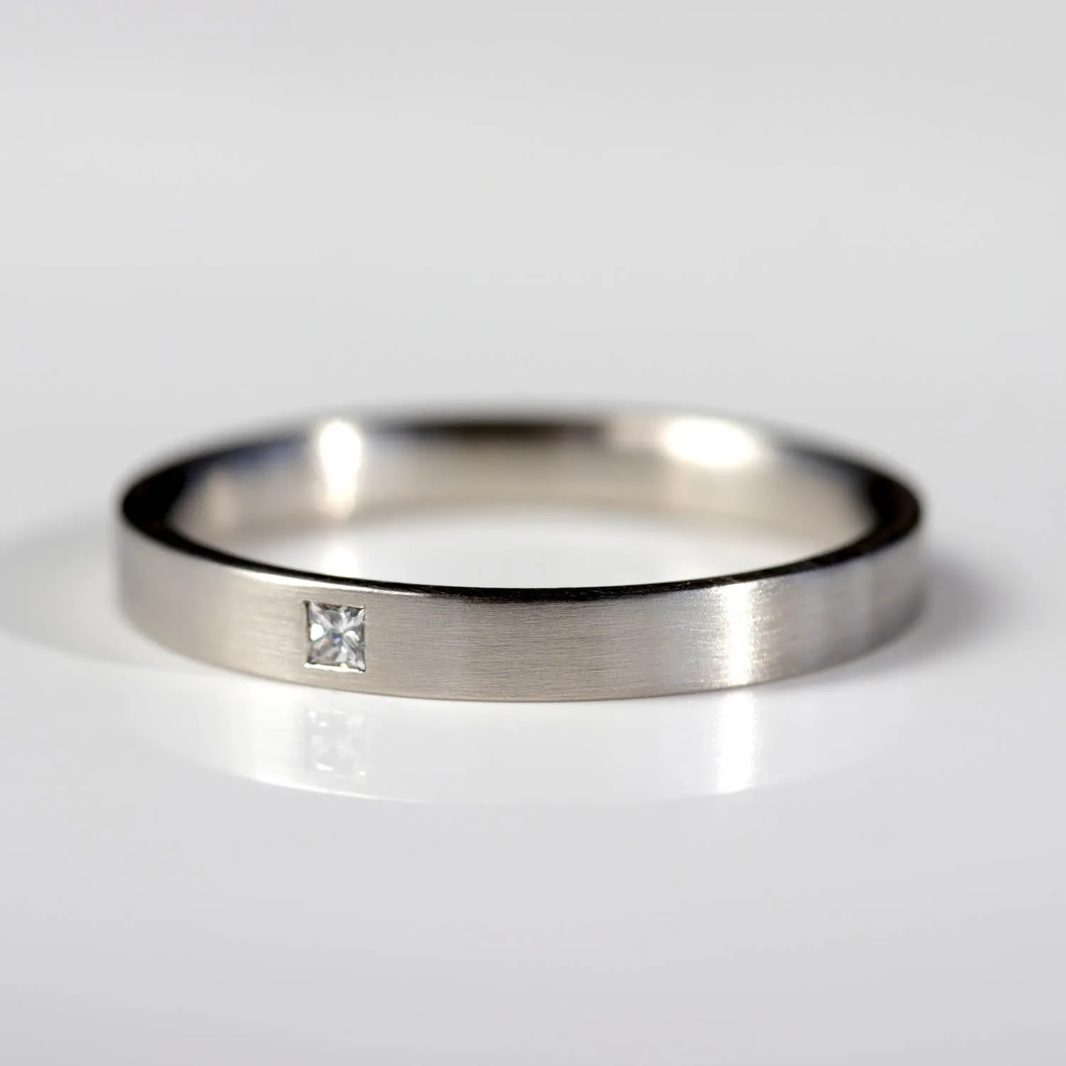 Narrow Flush Set Square Diamond Ring 