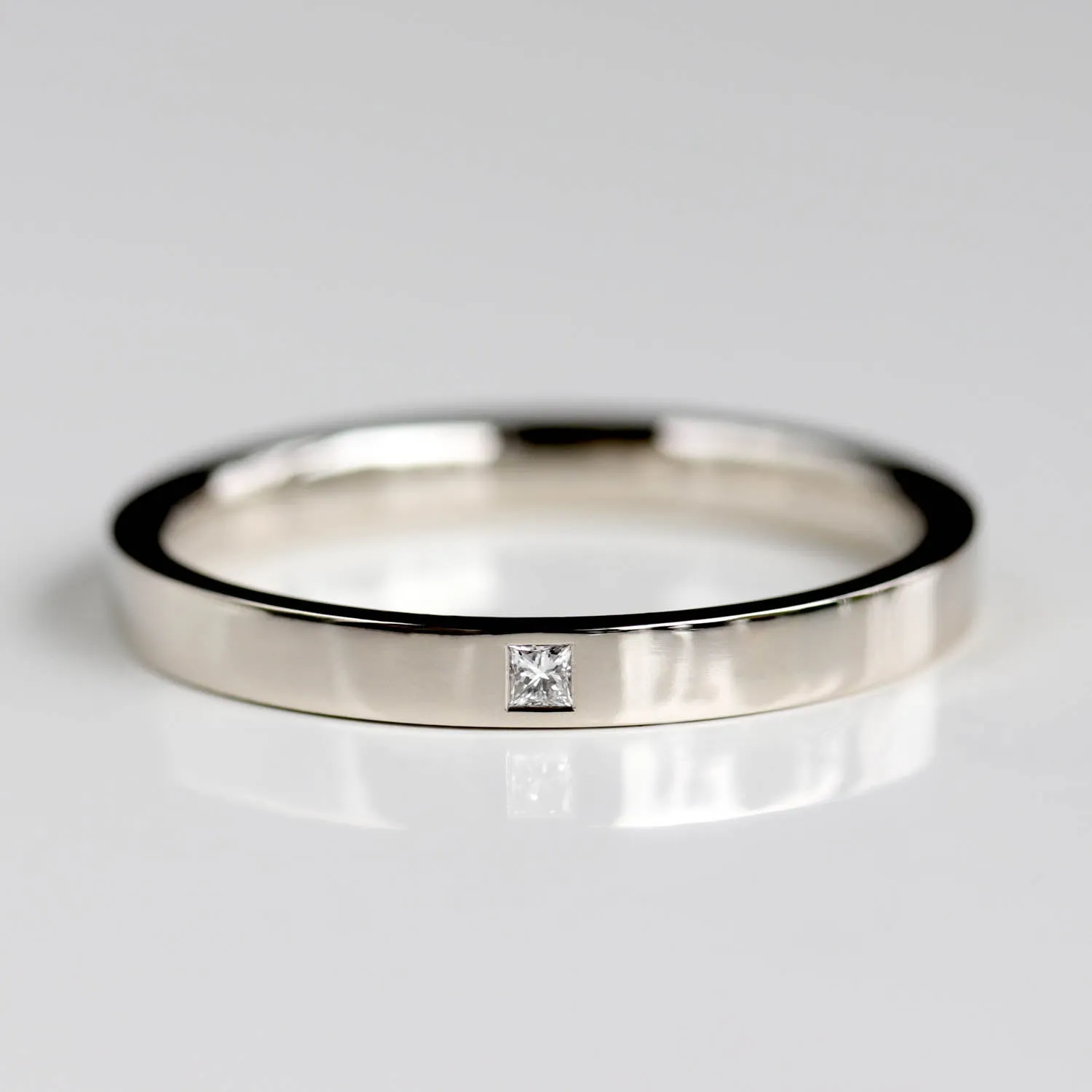 Narrow Flush Set Square Diamond Ring 