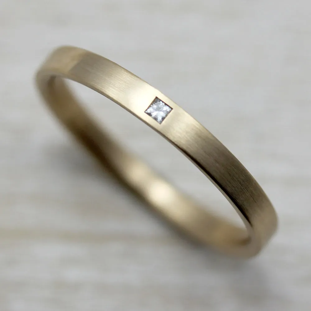 Narrow Flush Set Square Diamond Ring 