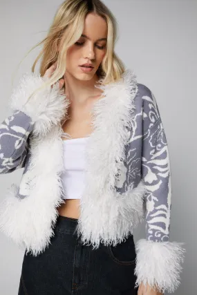 NastyGal Faux Fur Trim Cardigan | Shop Jumpers & Cardigans