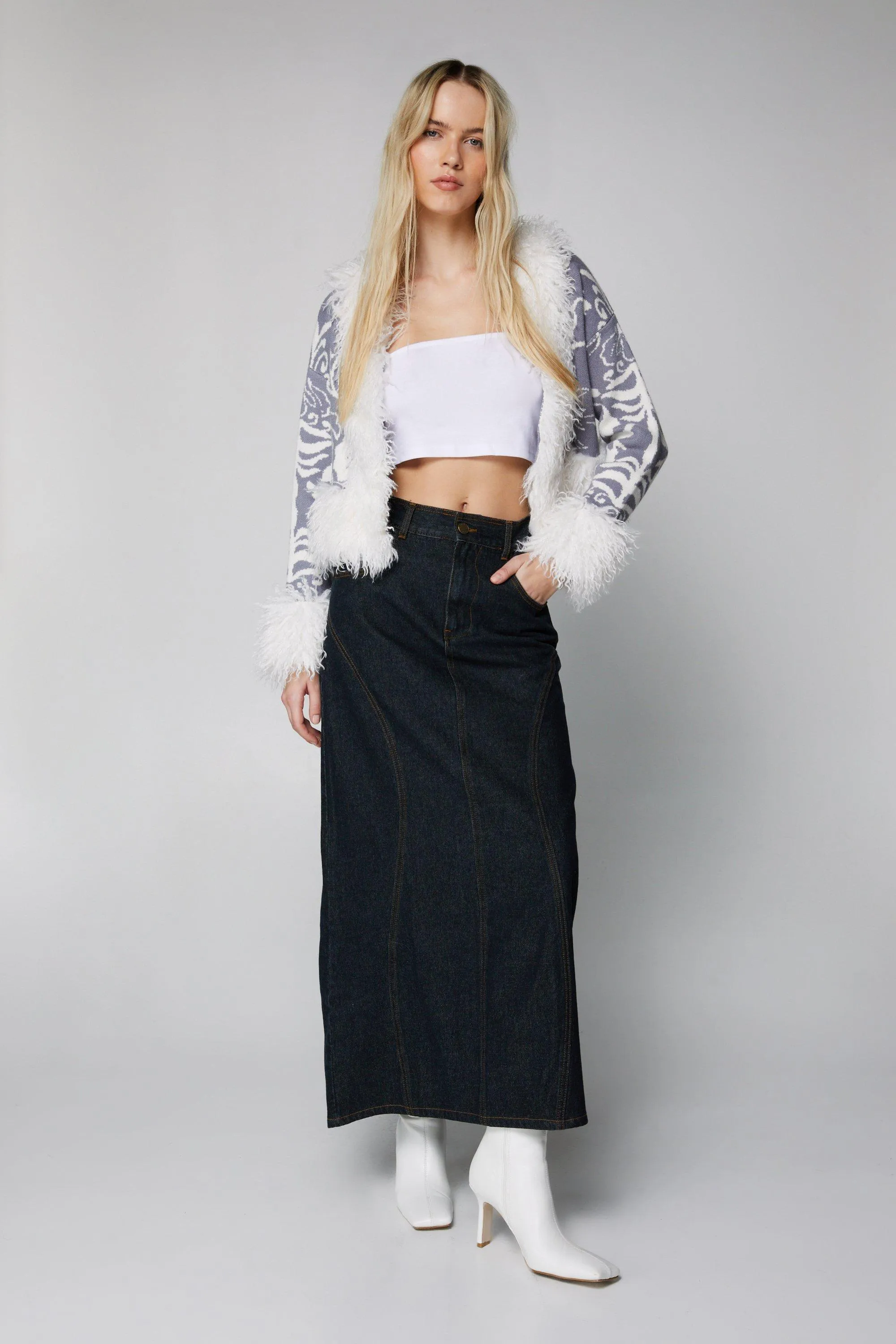 NastyGal Faux Fur Trim Cardigan | Shop Jumpers & Cardigans