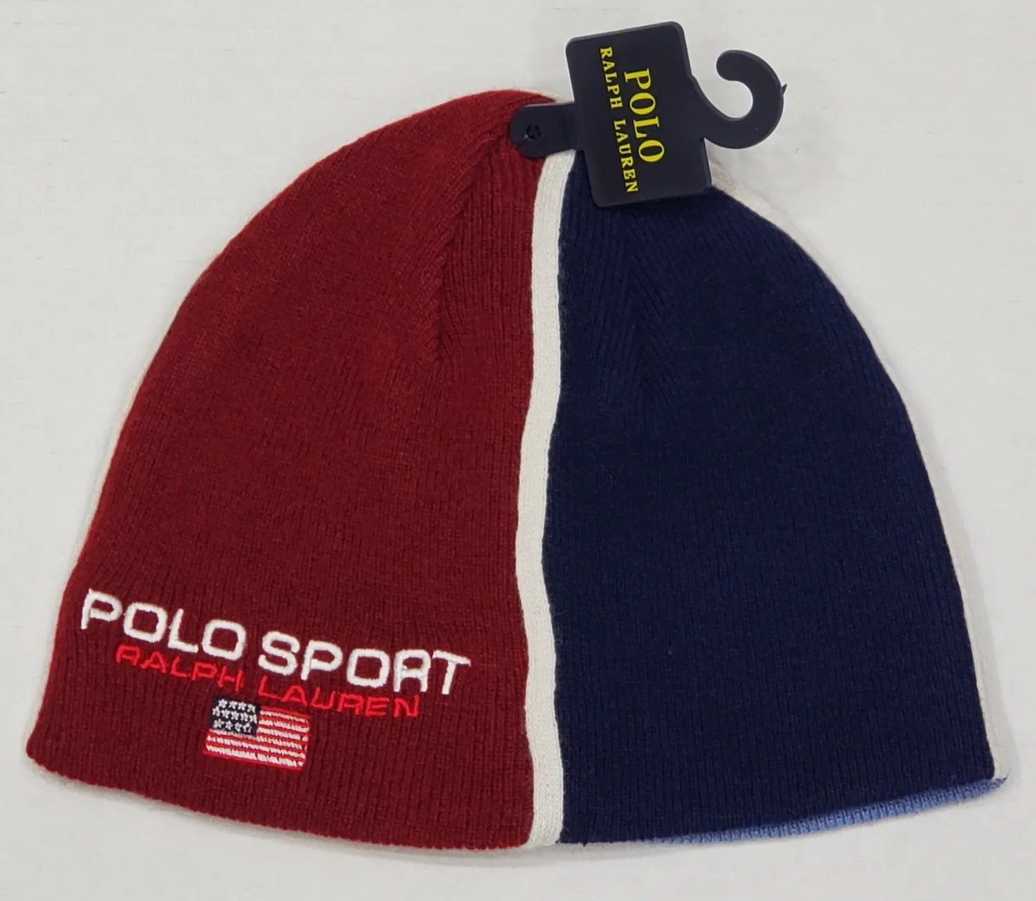 Nwt Polo Ralph Lauren Burgundy/Blue Polo Sport Football Club Skully