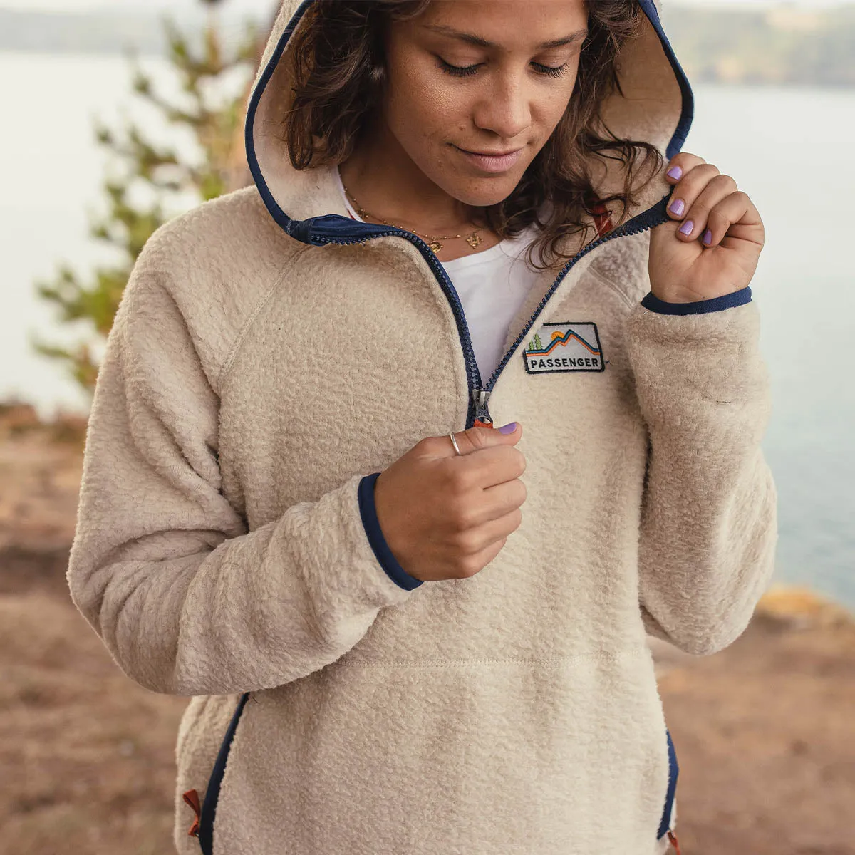 Oatmeal Maine Recycled Sherpa Fleece Hoodie