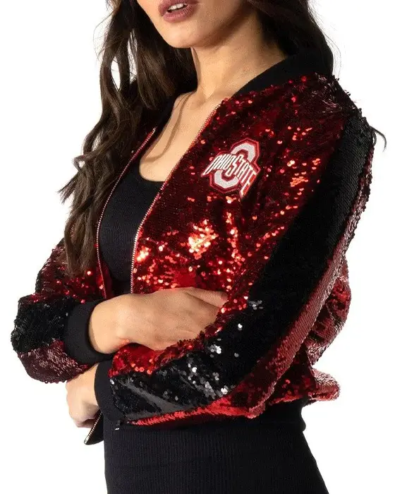 Red Sequin Bomber Jacket