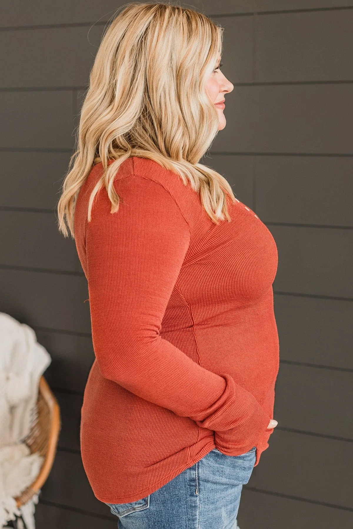 Brick Ribbed Knit Top