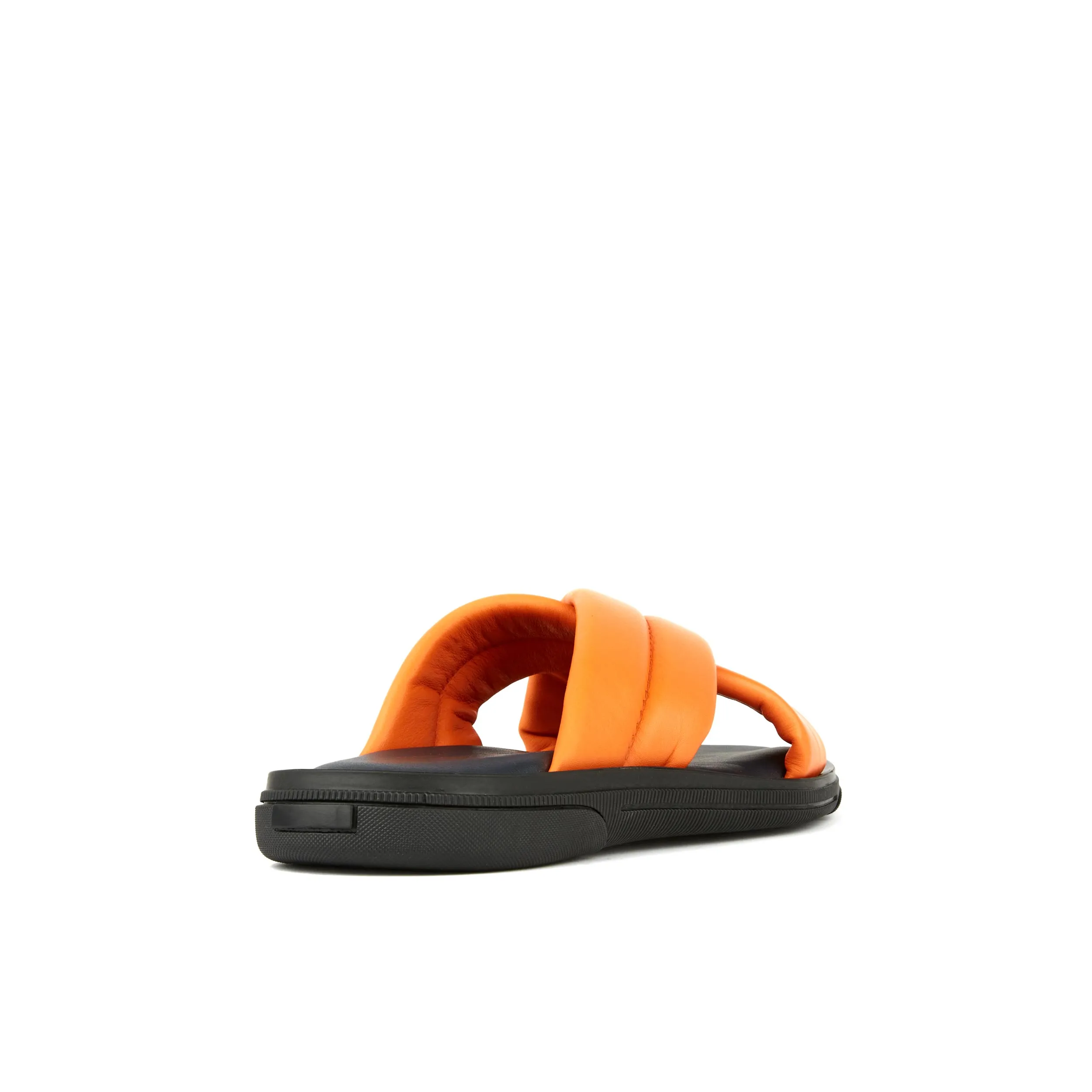 PALM ORANGE - Men's thick criss cross full leather lined slides in orange