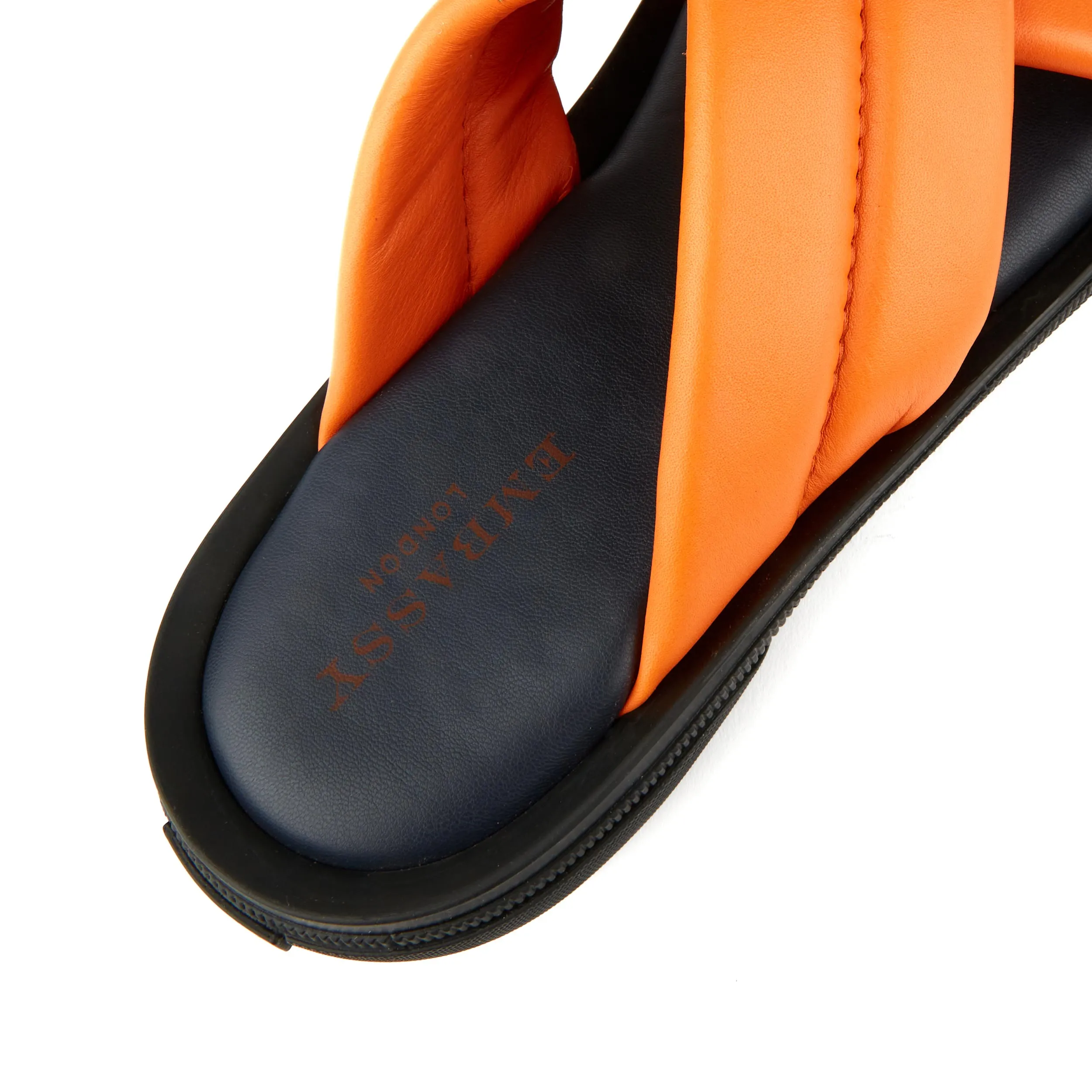 PALM ORANGE - Men's thick criss cross full leather lined slides in orange