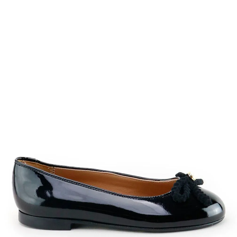 Papanatas Black Patent Bow Ballet Flat