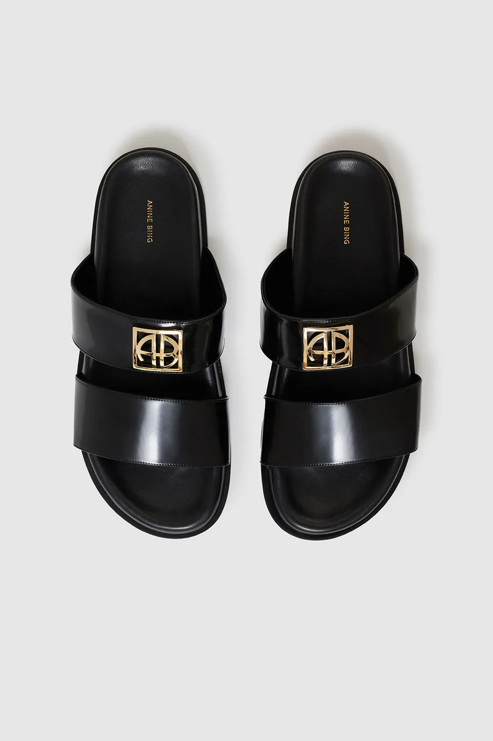 Parker Slides Monogram - High-Shine Black