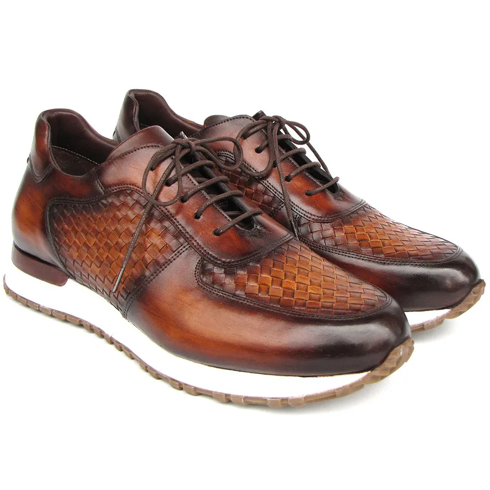 Paul Parkman Woven Leather Sneakers Brown