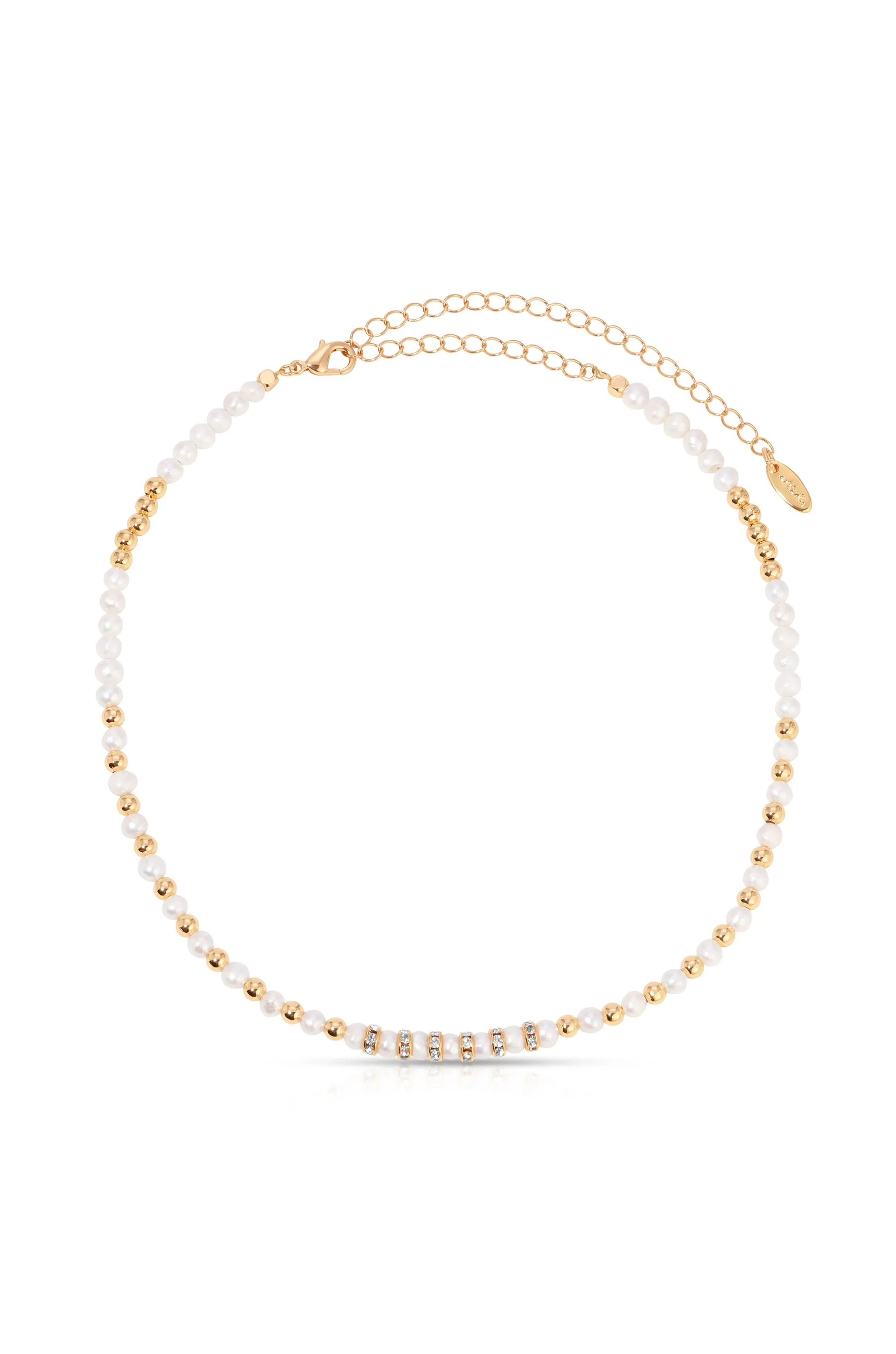 Pearls Double Sparkle 18k Gold Plated Beaded Necklace Set