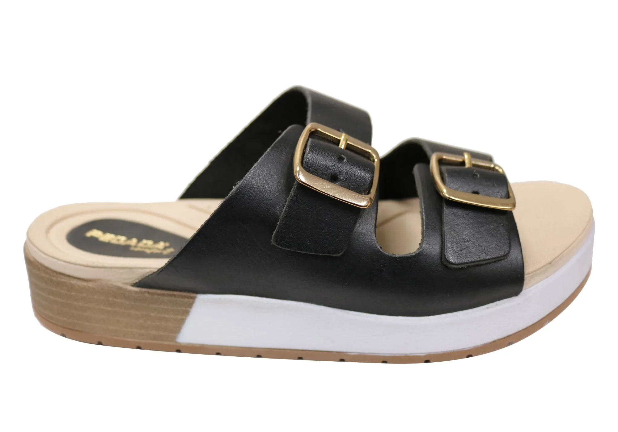 Pegada Gabbi Womens Comfortable Leather Slides Sandals Made In Brazil