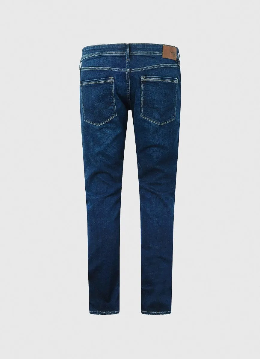 Pepe Jeans Stanley Taper Fit Regular Waist Denim Jeans VX2 Blue