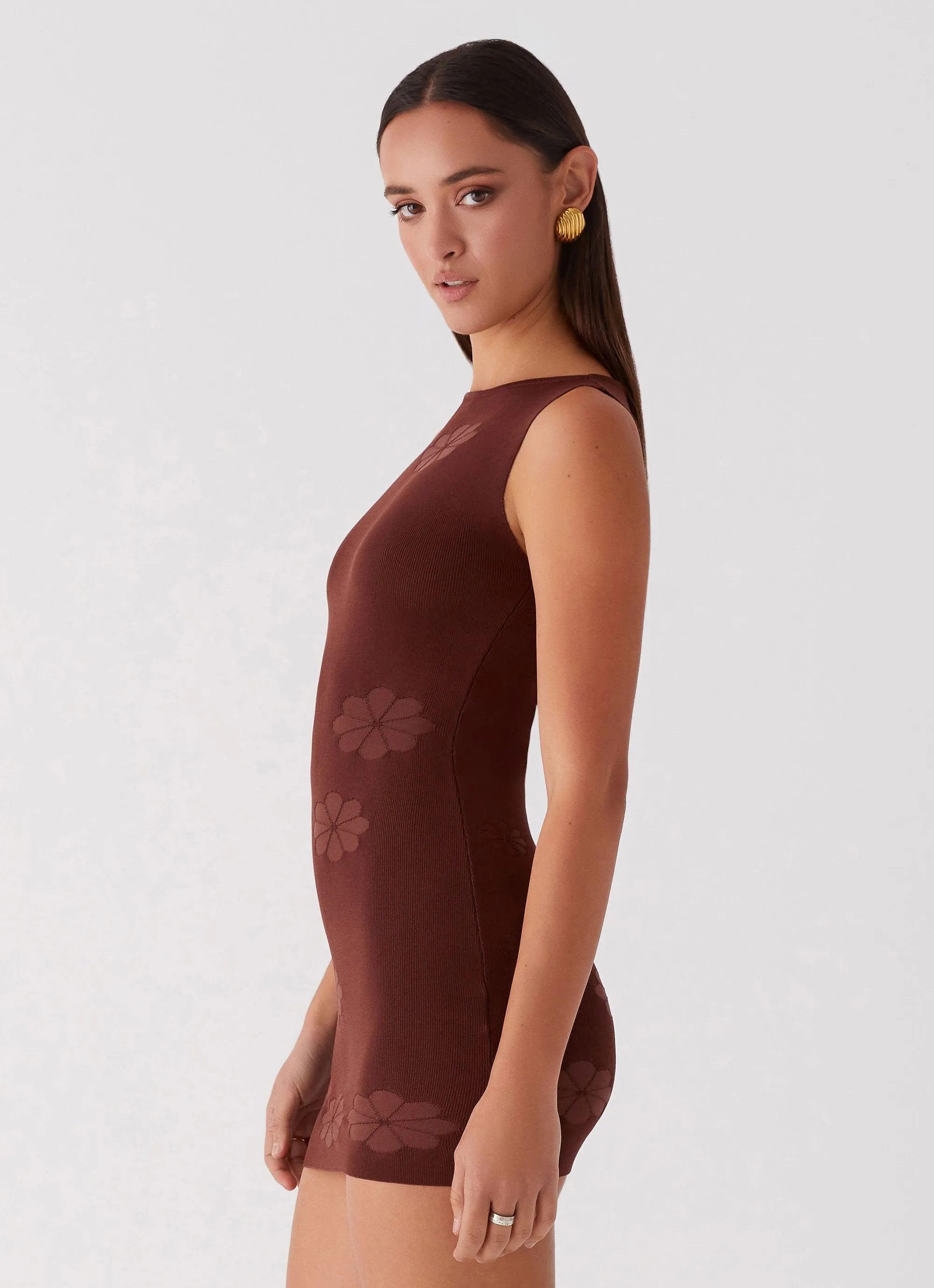 Peppermayo Holly Knit Mini Dress in Chocolate