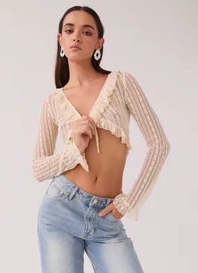 Peppermayo Lacey Knit Shrug Top in Ivory