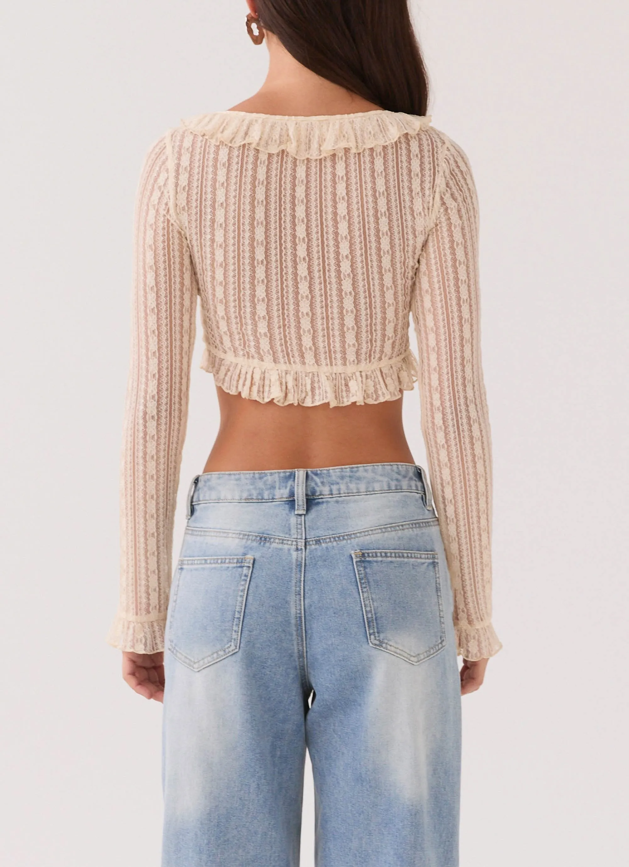 Peppermayo Lacey Knit Shrug Top in Ivory