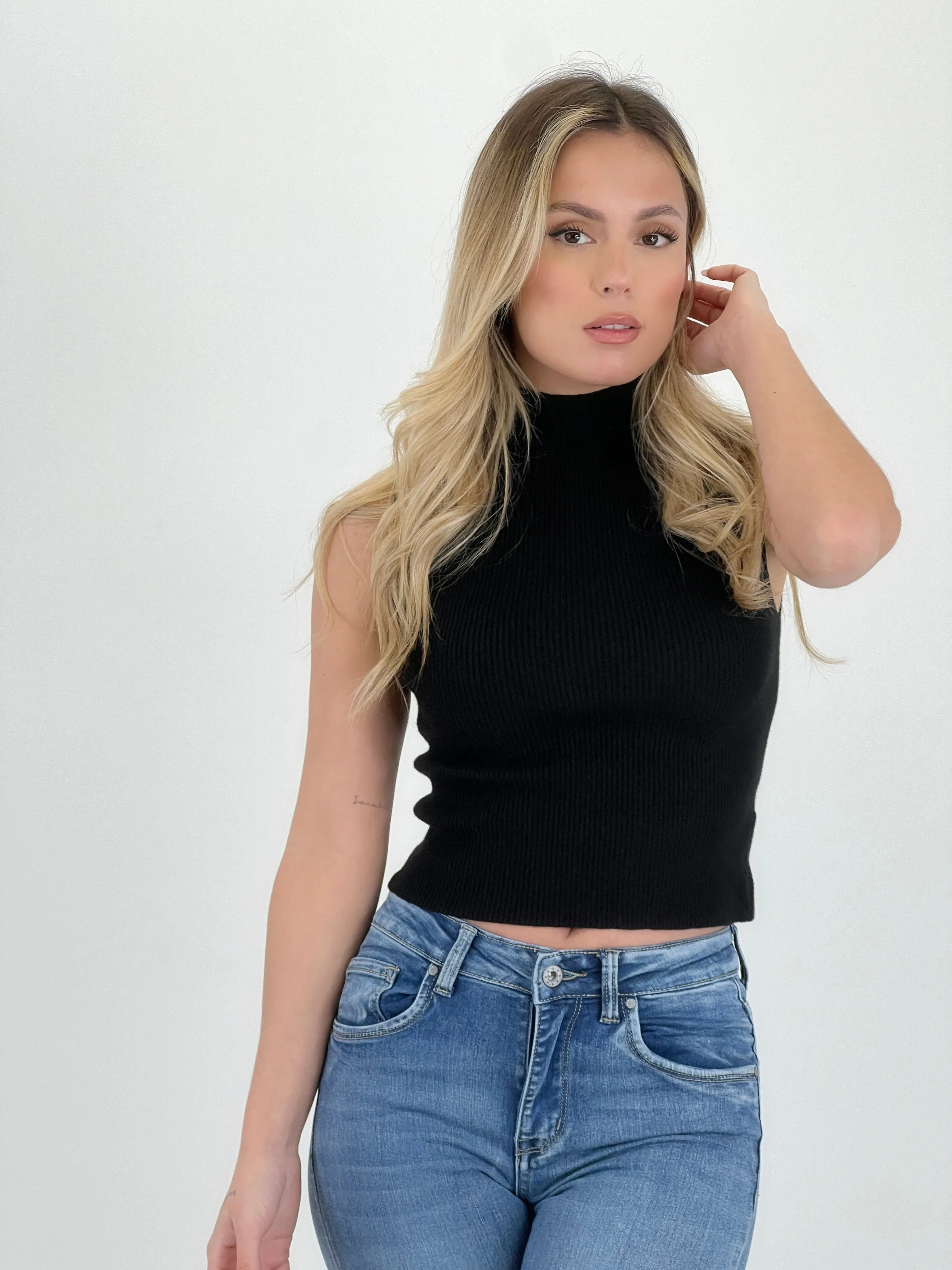 Perkins neck knit top