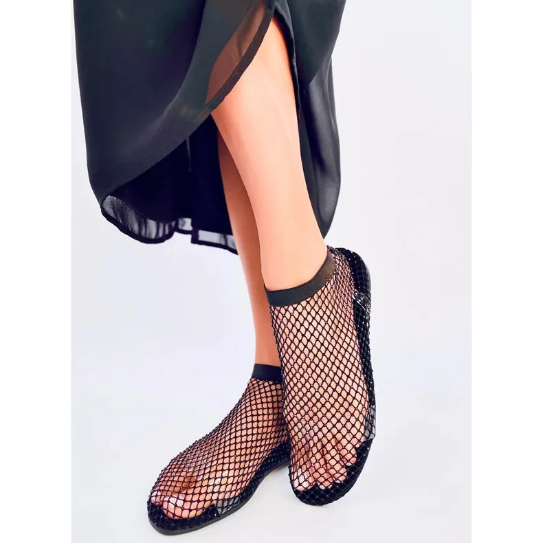 Peyton Black mesh sandals with rhinestones