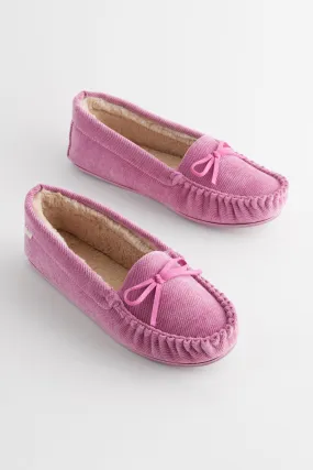 Pink Corduroy Moccasins