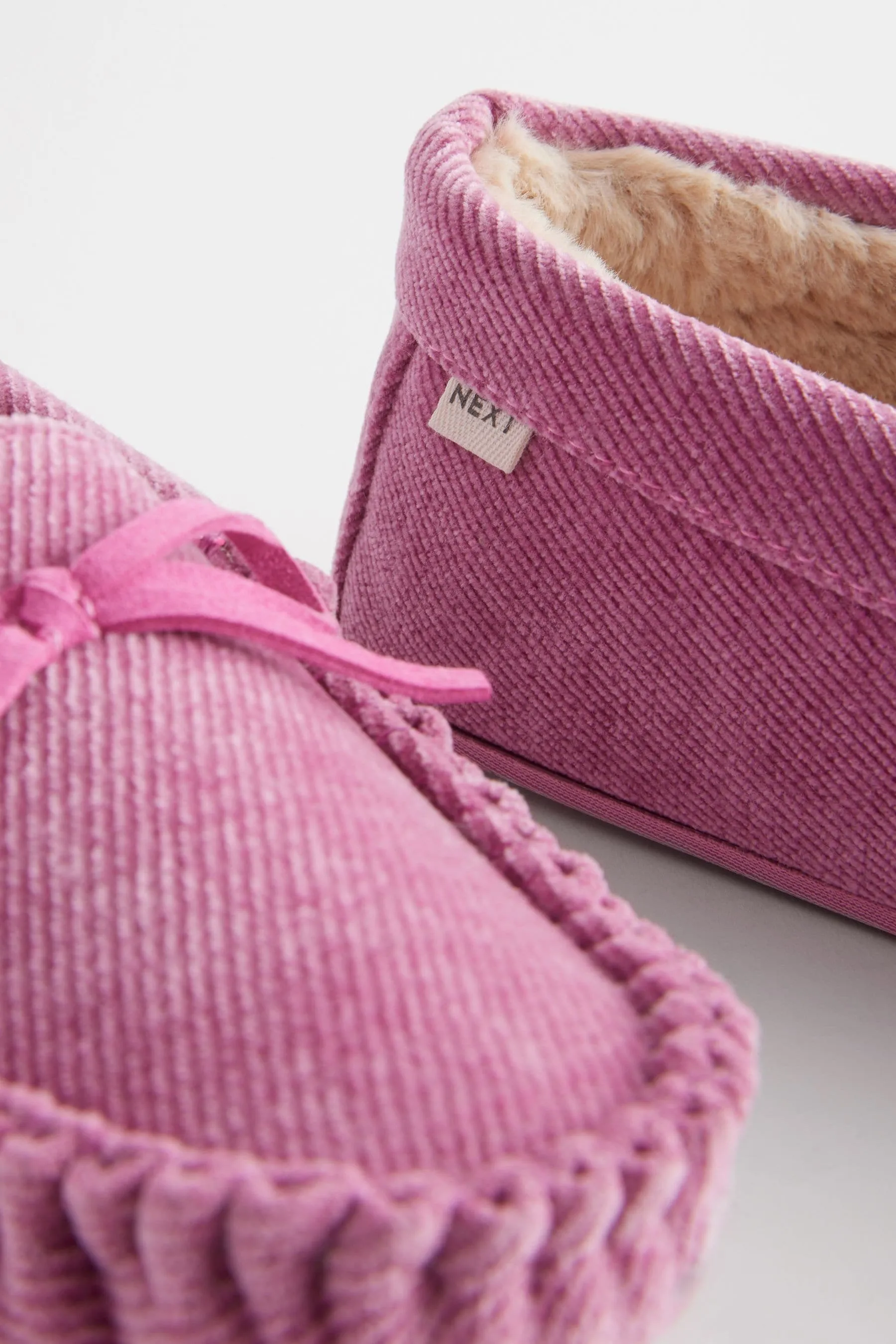 Pink Corduroy Moccasins