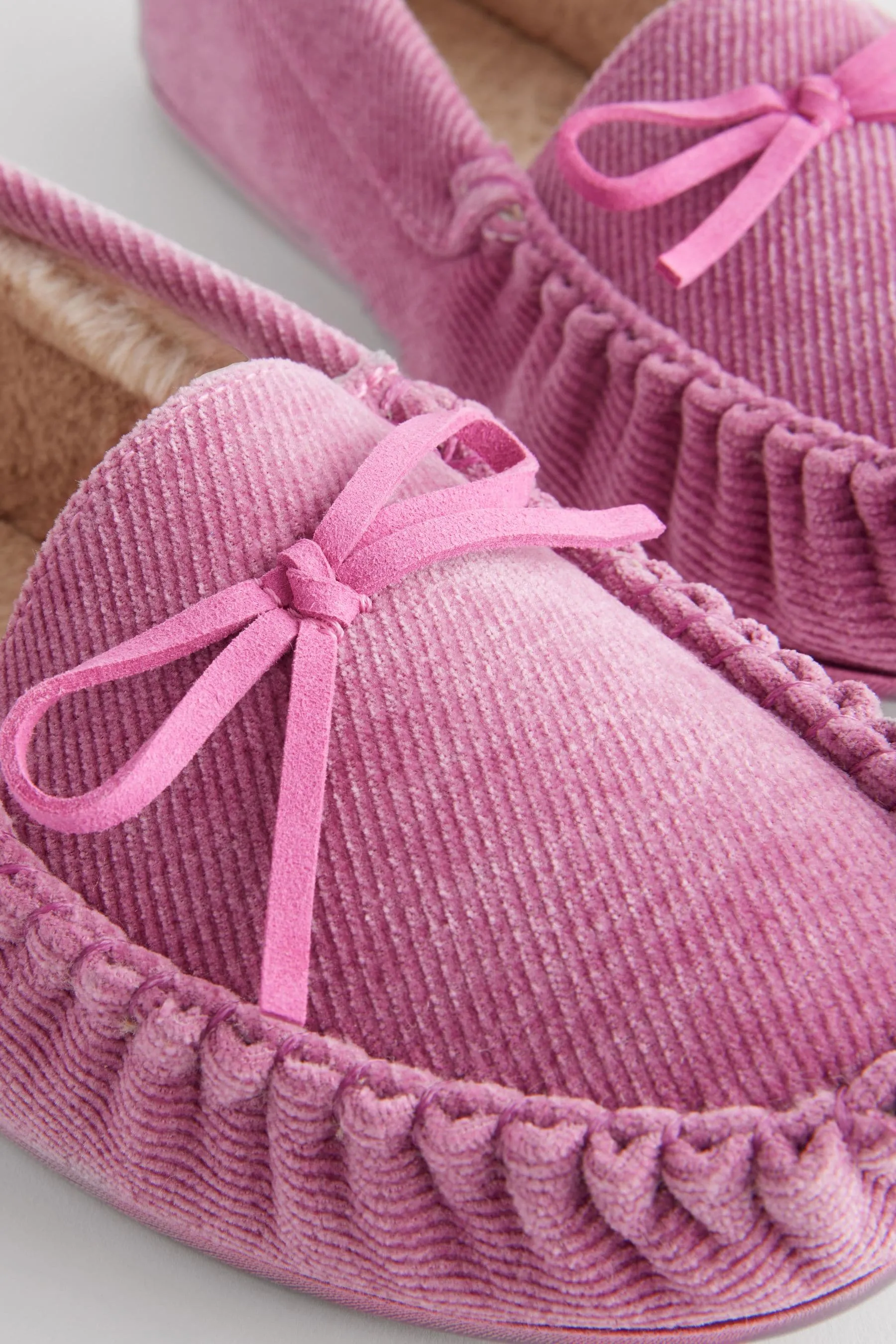 Pink Corduroy Moccasins