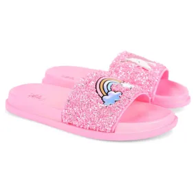 Pink Glitter Unicorn Slides