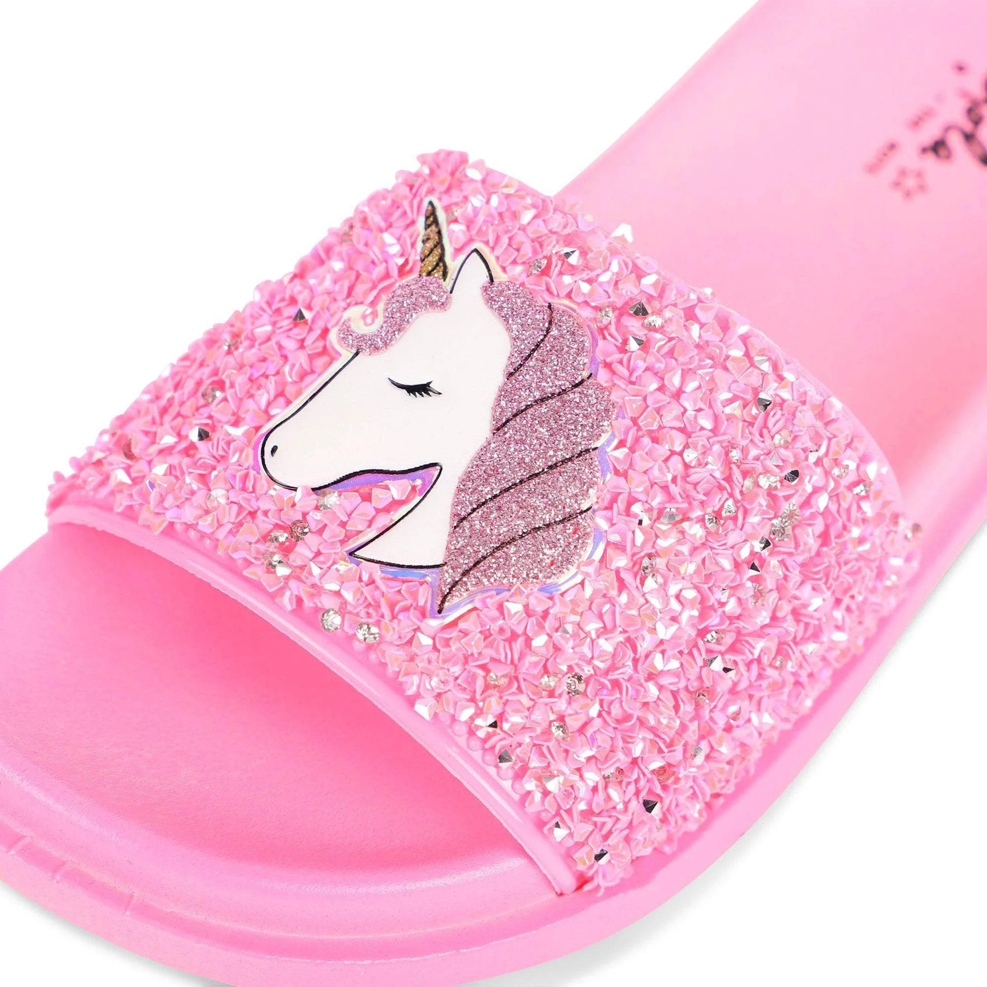 Pink Glitter Unicorn Slides