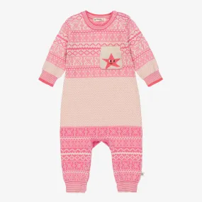 Pink Jacquard Knit Babysuit