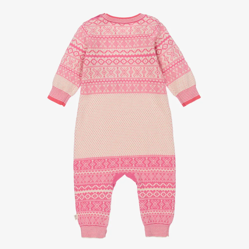 Pink Jacquard Knit Babysuit