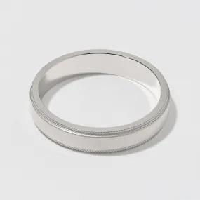 Platinum Flat Matte 4mm Milgrain Wedding Band