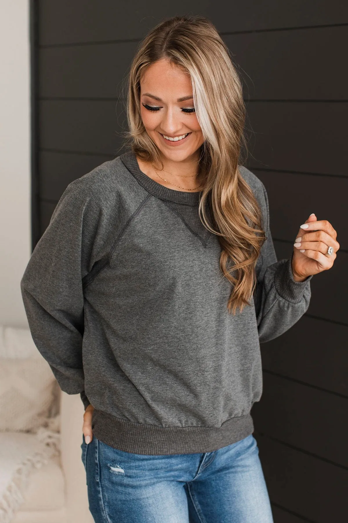 Charcoal Knit Top